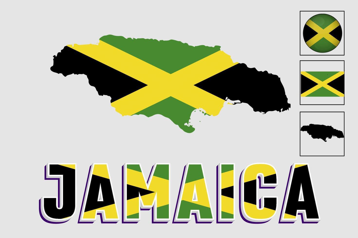 Jamaica mapa y bandera en vector ilustración