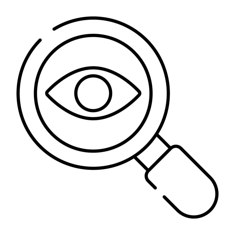 Pie chart under magnifying glass, icon of search data vector