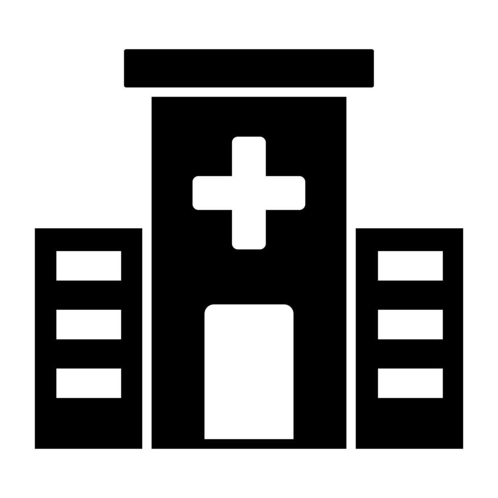 médico centrar icono, hospital edificio vector