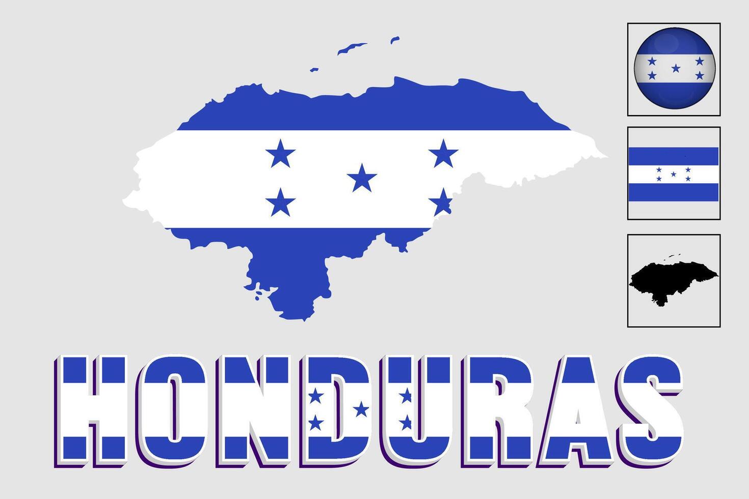 Honduras map and flag in vector illustration