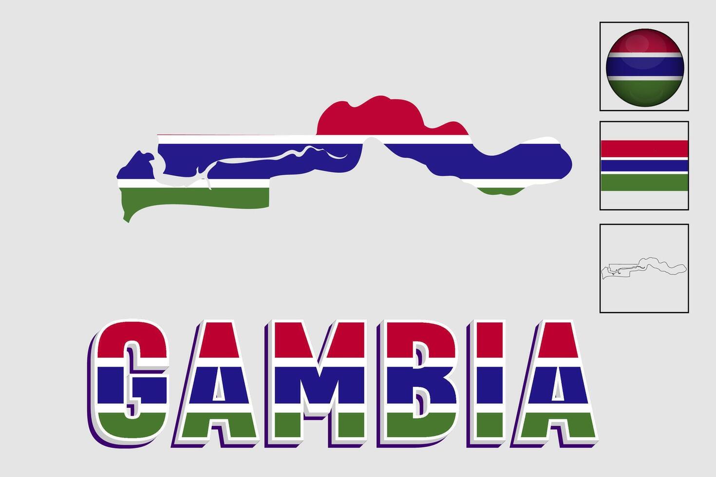 Gambia flag and map illustration vector