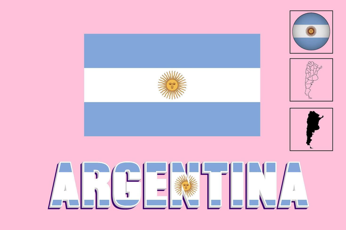 Argentina map and Argentina flag vector drawing