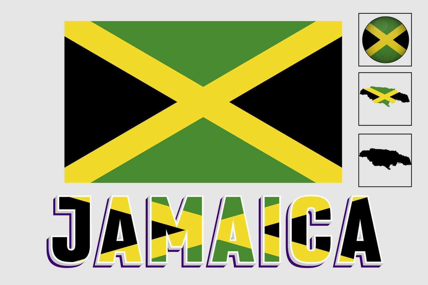 Jamaica map and flag in vector illustration