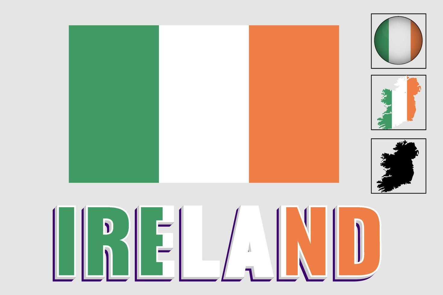 Ireland map and flag in vector illustration