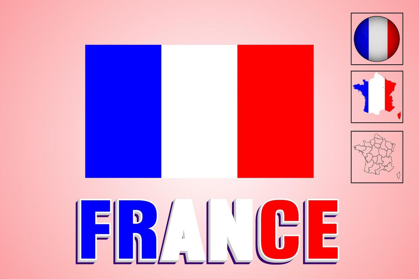 France map and France flag vector drawing
