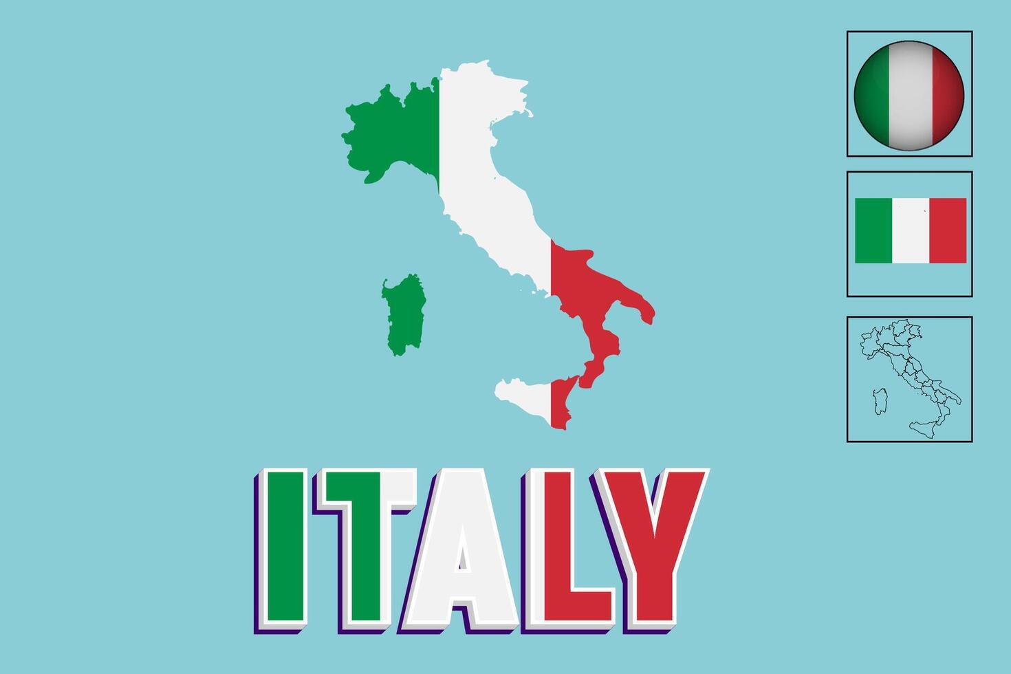 Italia mapa y Italia bandera vector dibujo