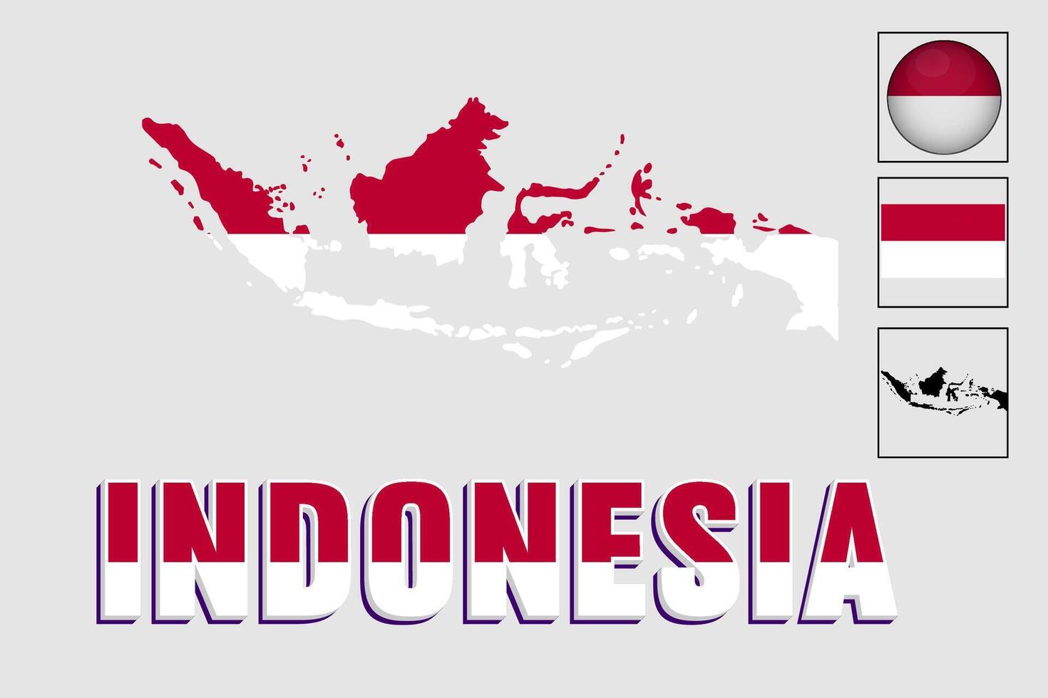 Indonesia map and flag in vector illustration