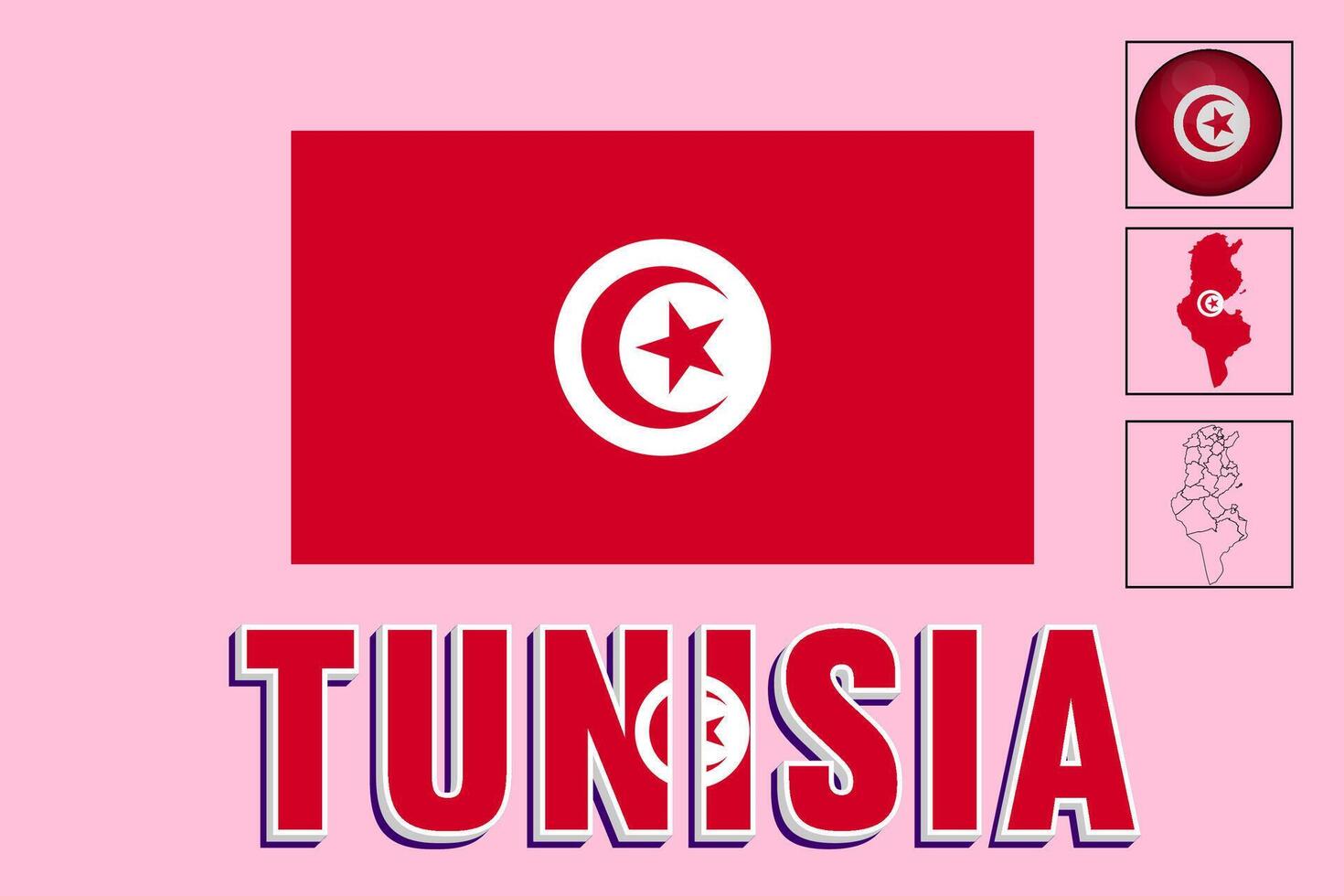 Tunisia flag vector illustration and map