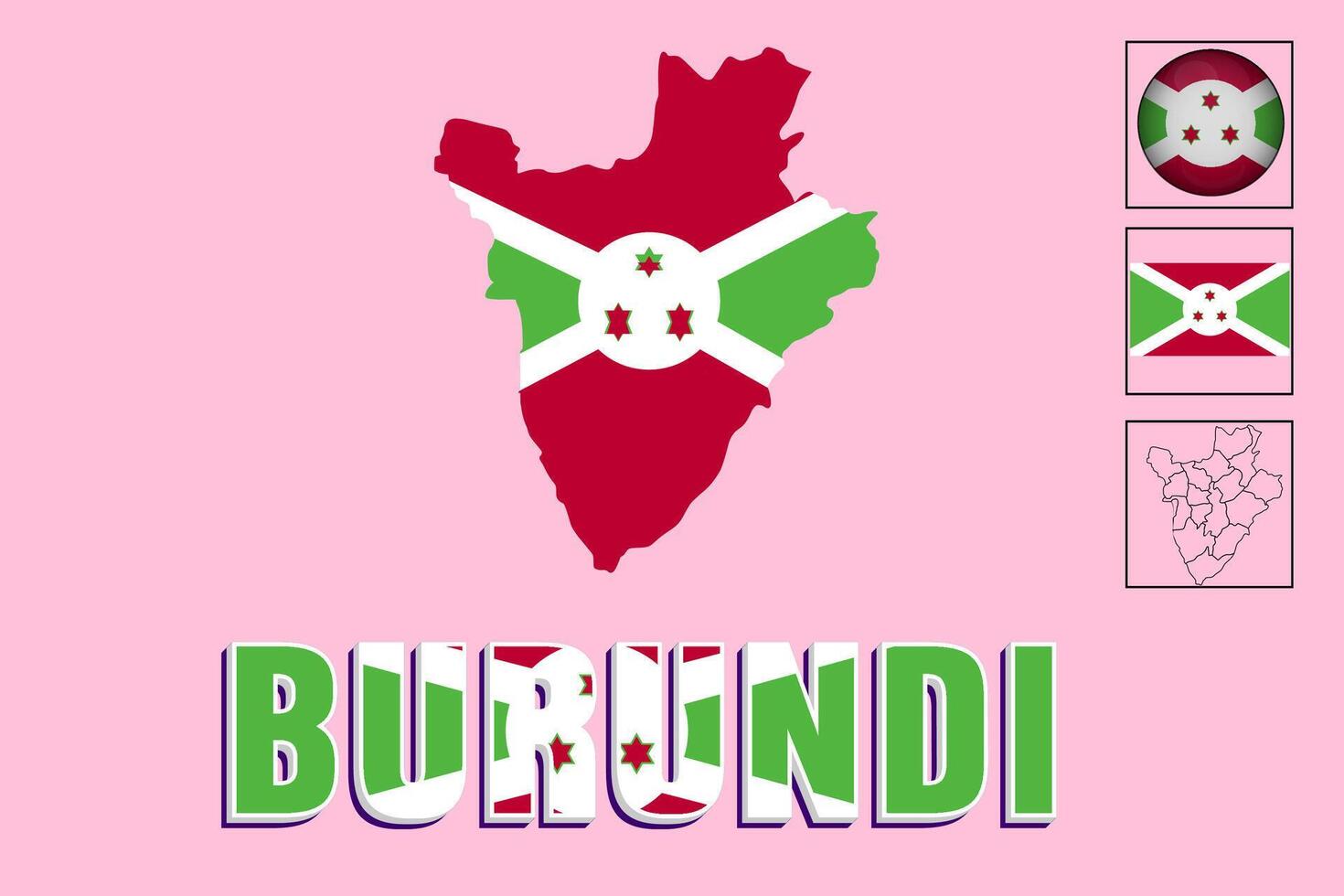 Map of Burundi and vector illustration of Burundi flag