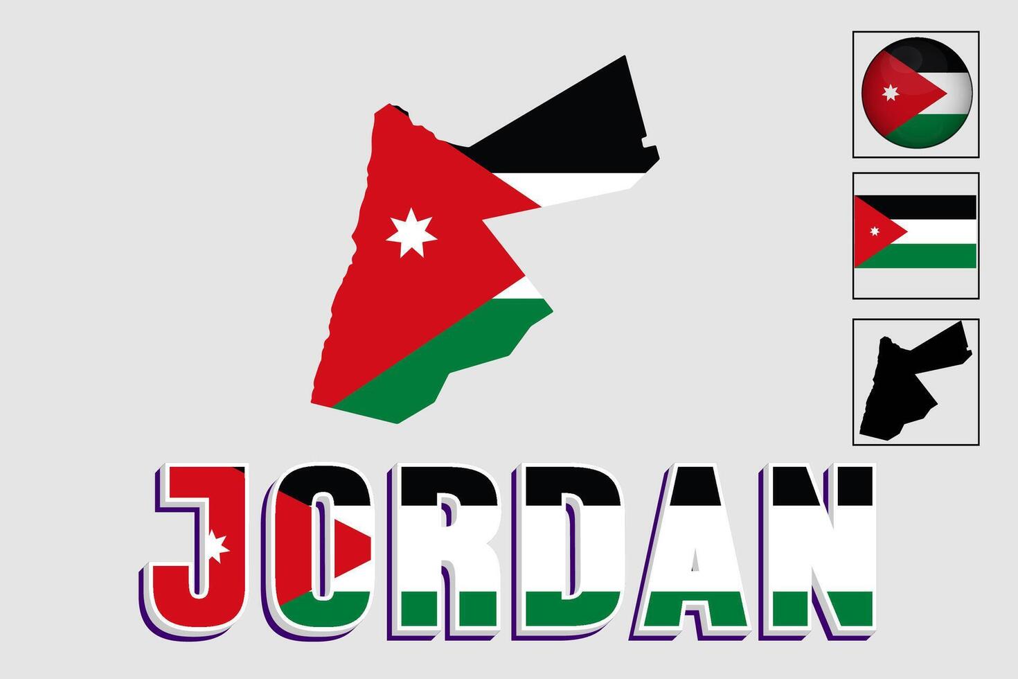Jordan map and flag in vector illustration