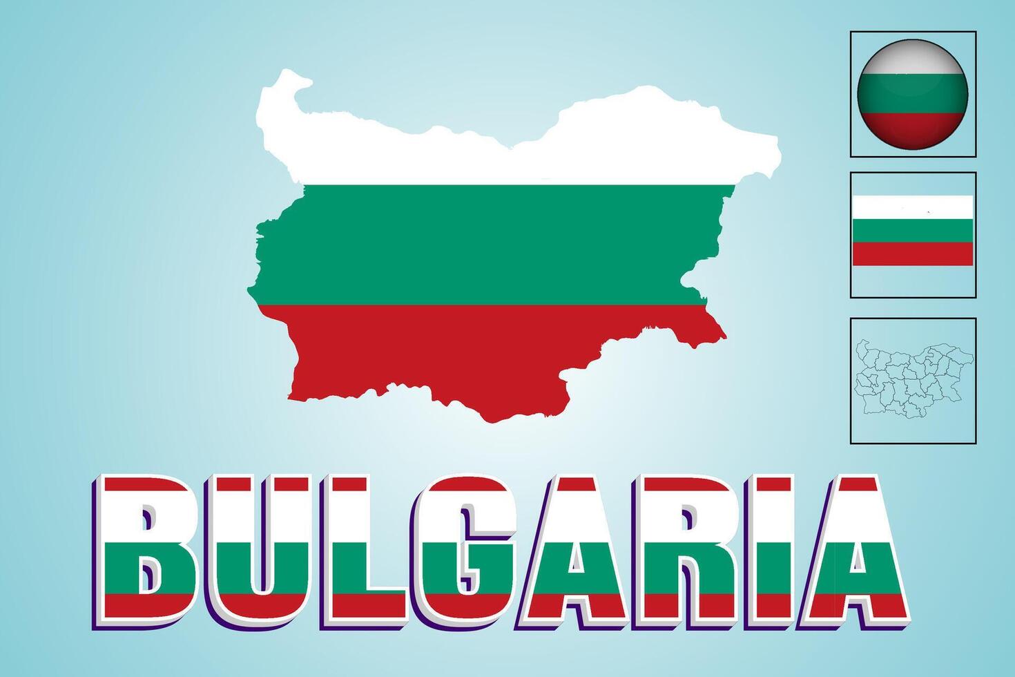 Bulgaria bandera y mapa en vector ilustración