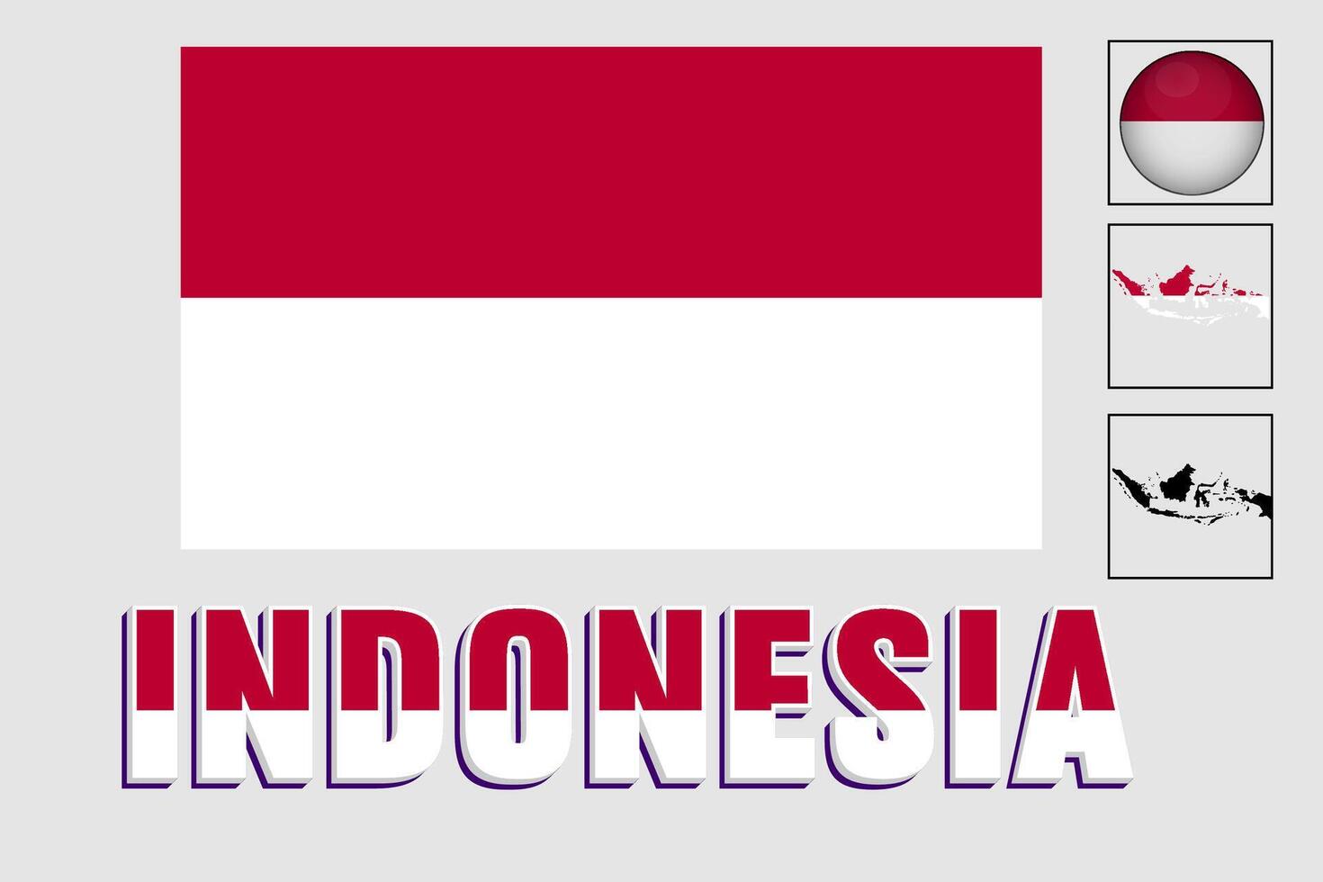 Indonesia mapa y bandera en vector ilustración