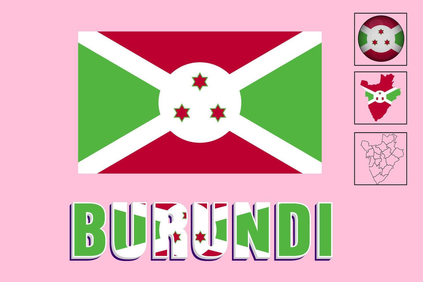 Map of Burundi and vector illustration of Burundi flag