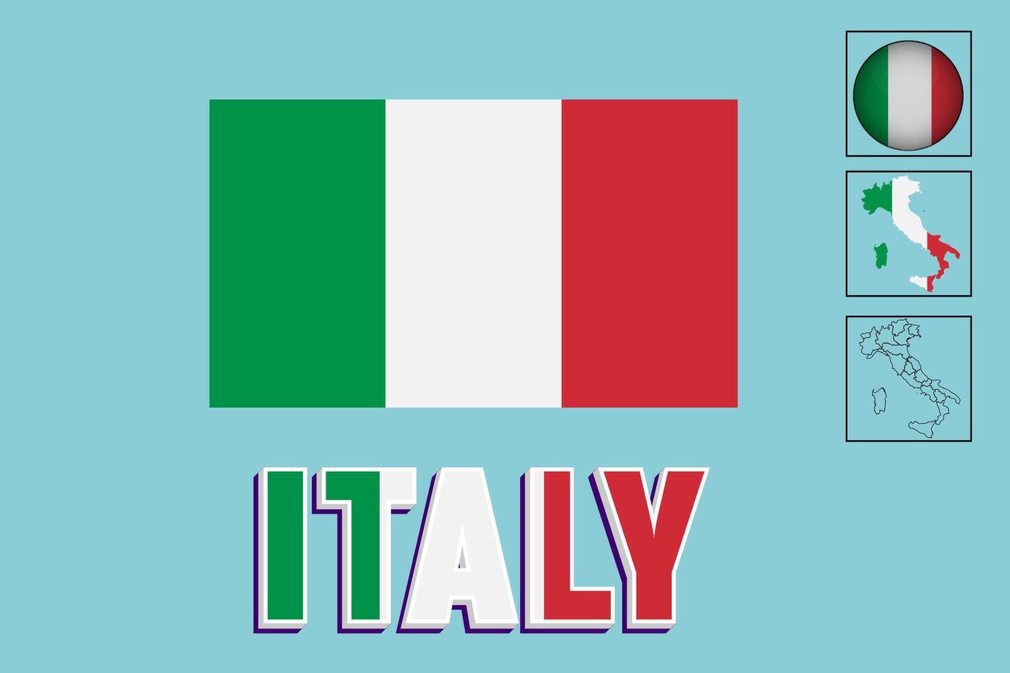 Italy map and Italy flag vector drawing