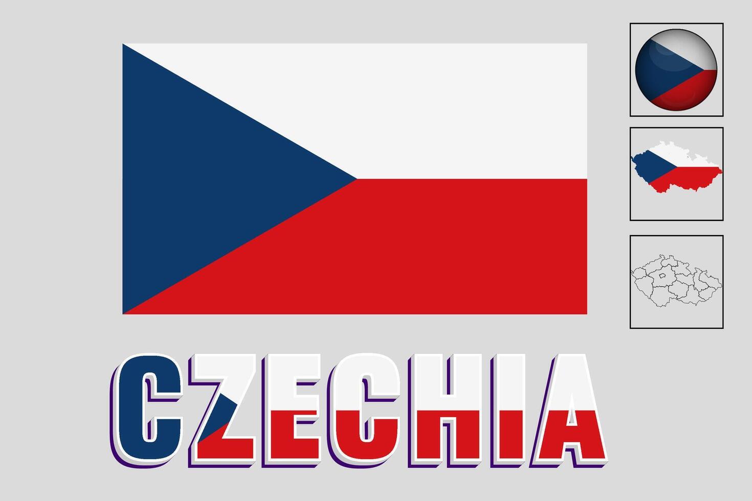 Czech Republic flag and map in a vector graphic