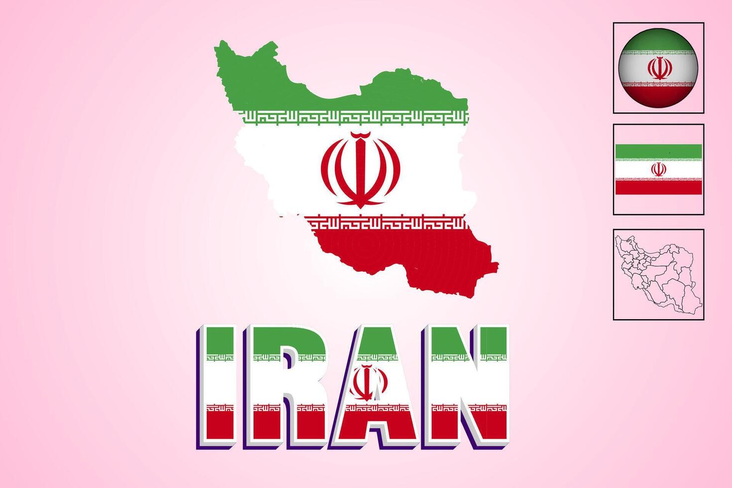 Iran flag and map in vector illustration