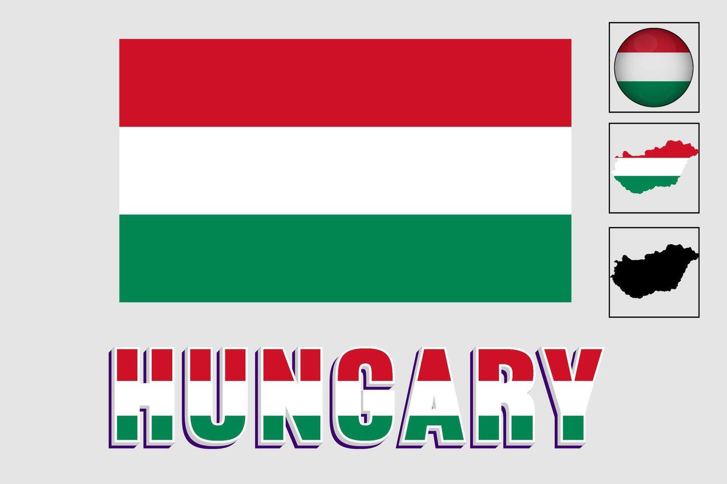 Hungary map and flag in vector illustration