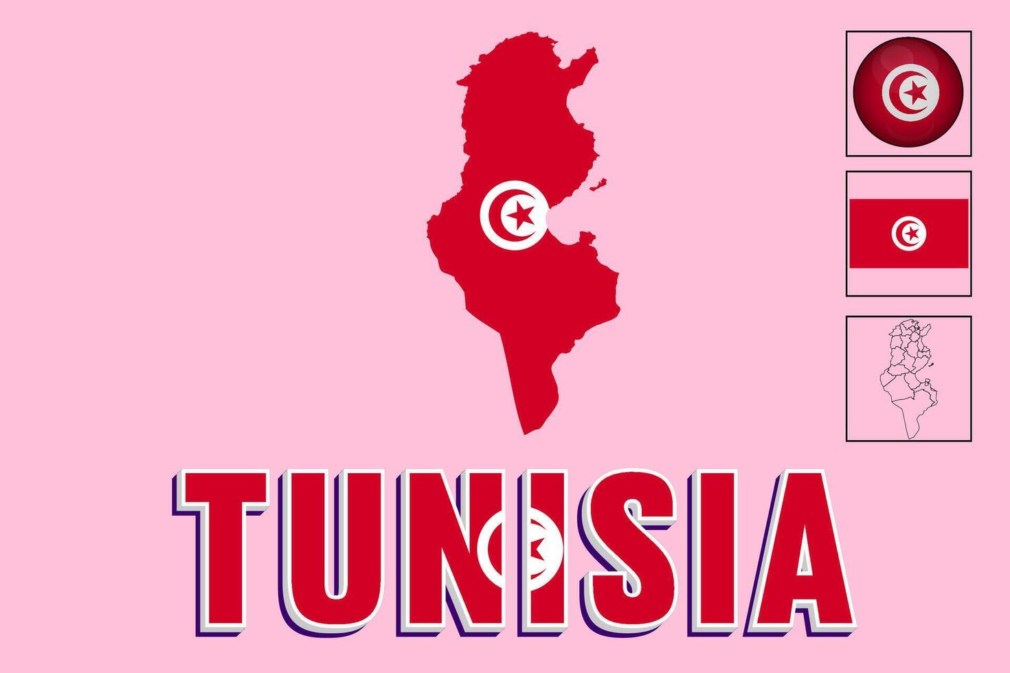 Tunisia flag vector illustration and map