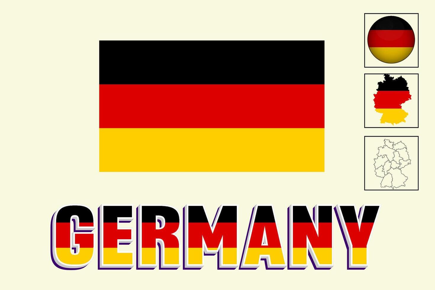 Vector illustration of the German flag and map