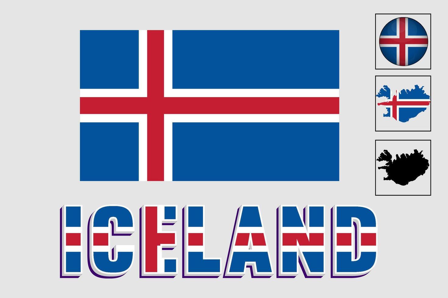 Iceland map and flag in vector illustration