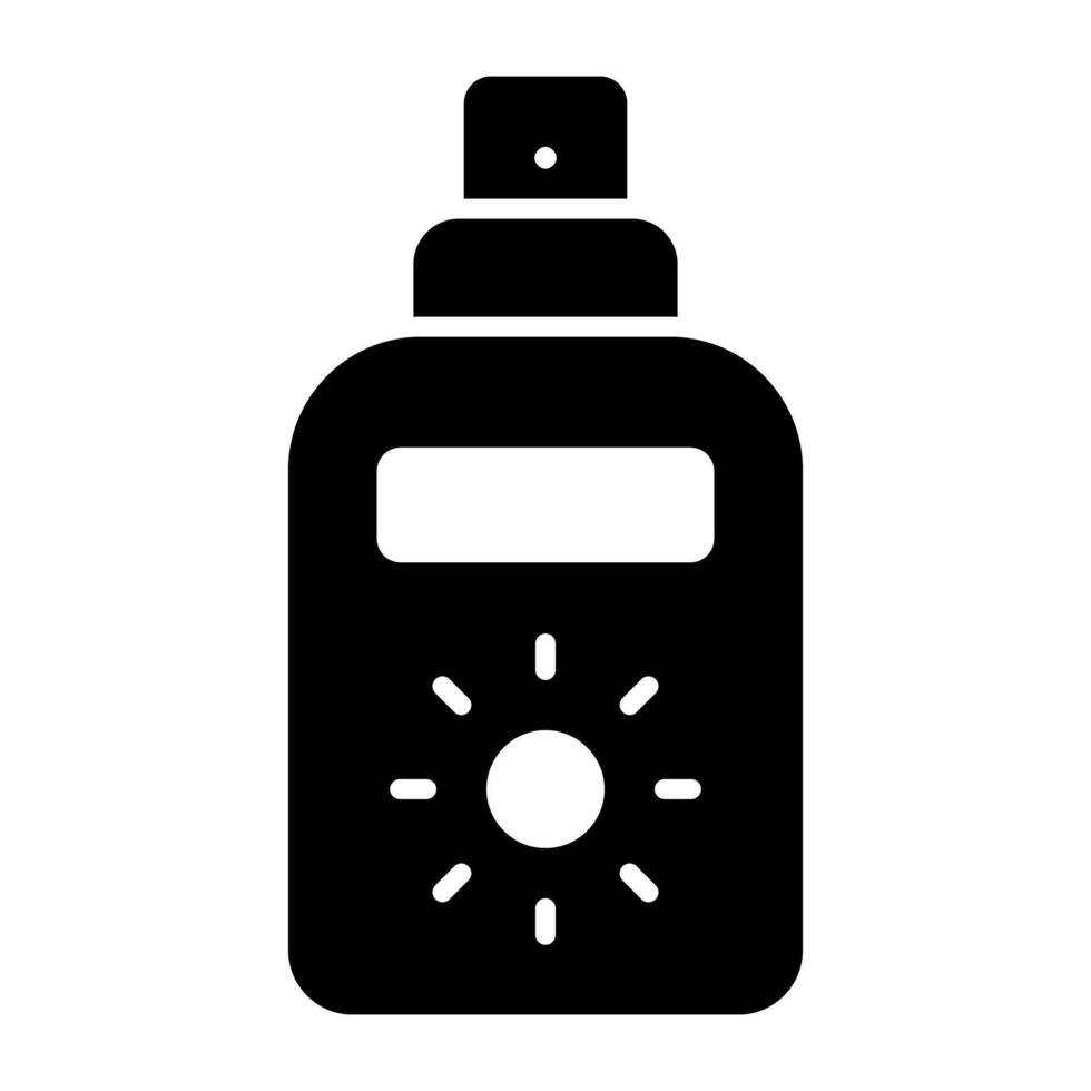 Sun on bottle denoting concept of sunblock vector