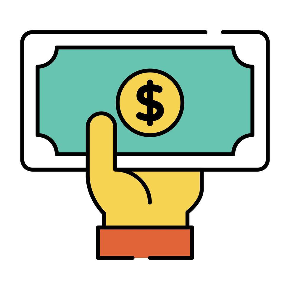 Hand giving money icon in flat design vector