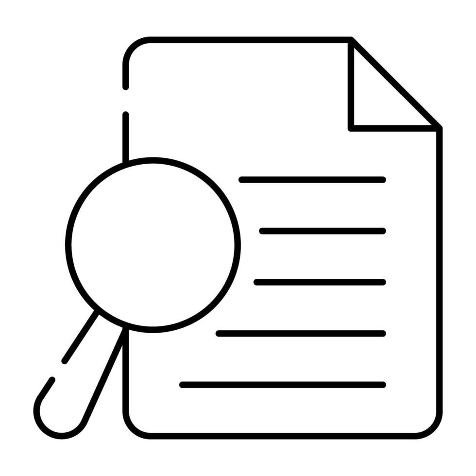 A linear design icon of search paper vector