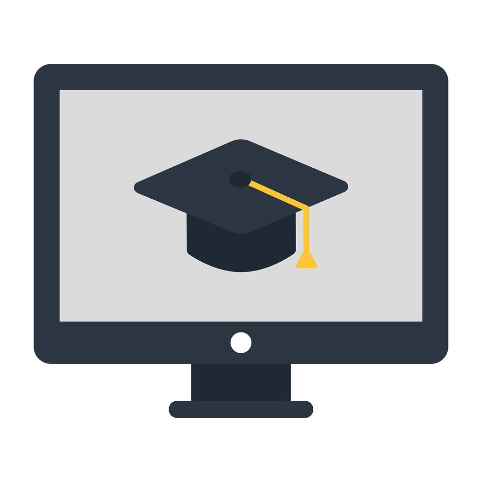 inside monitor, conce Mortarboard pt of online education vector