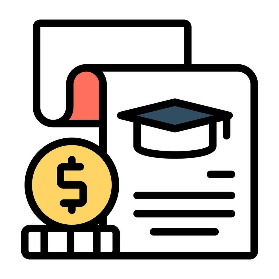 A flat design icon of educational grant vector