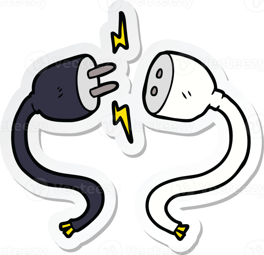 sticker of a cartoon plug and socket png