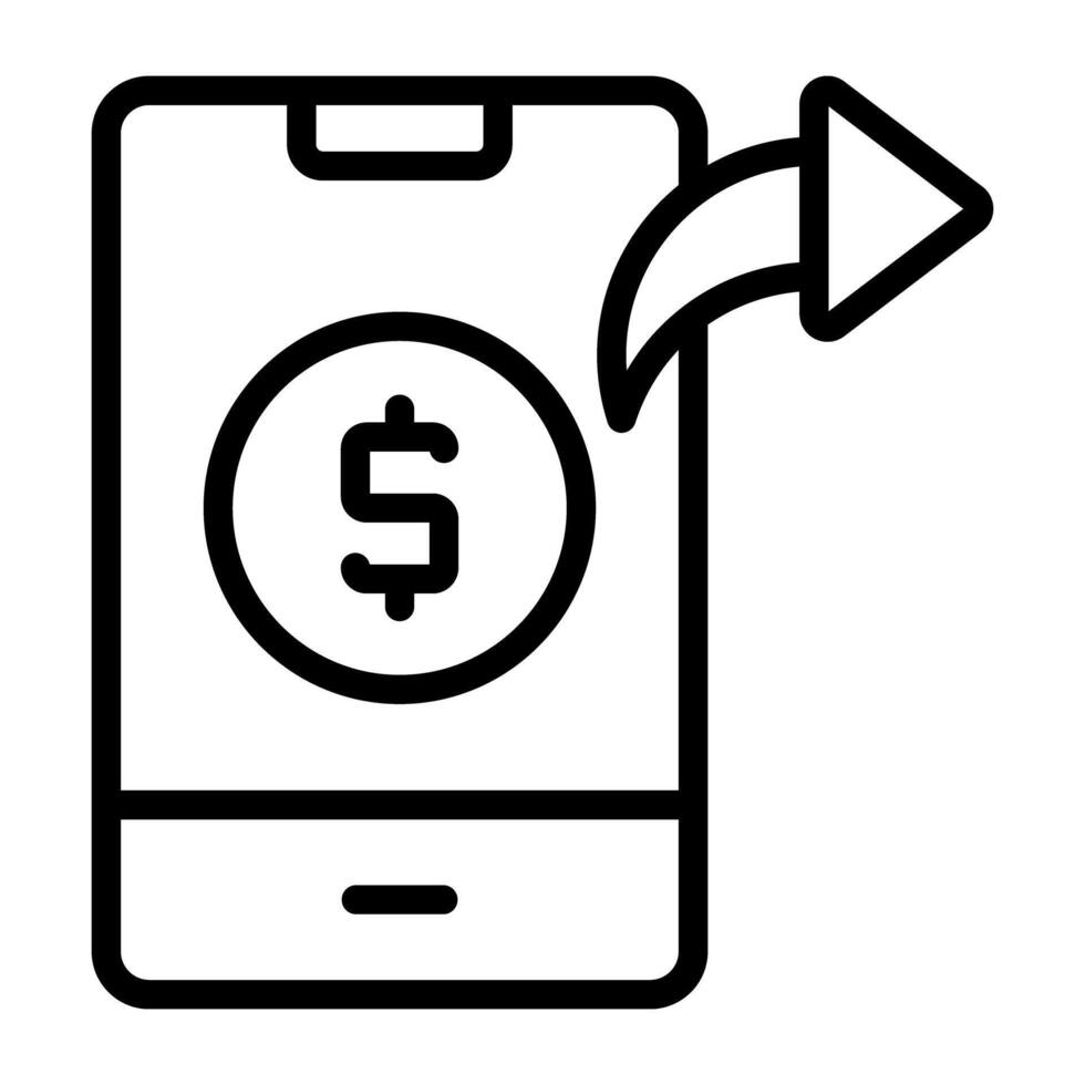 Dollar inside smartphone, icon of mobile money vector