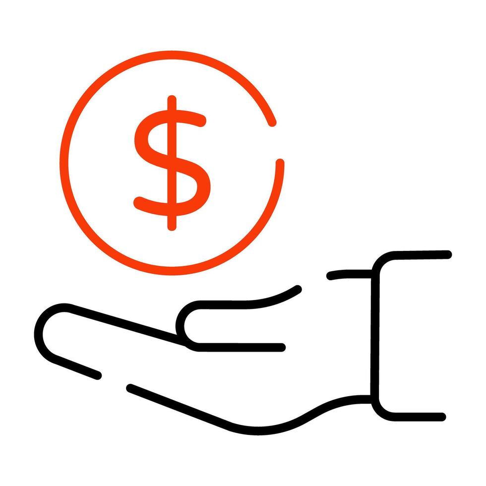 Hand giving money icon in linear design vector