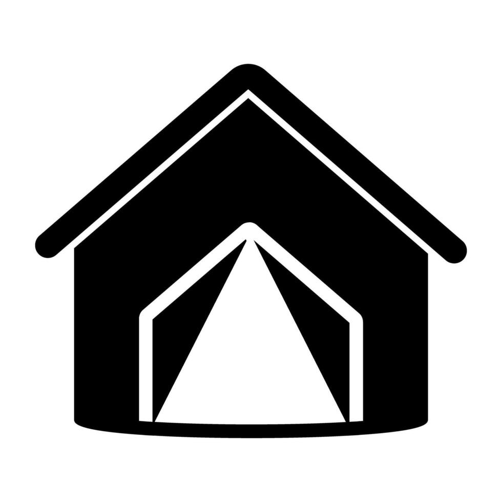 solid design icon of camp, outdoor accommodation vector