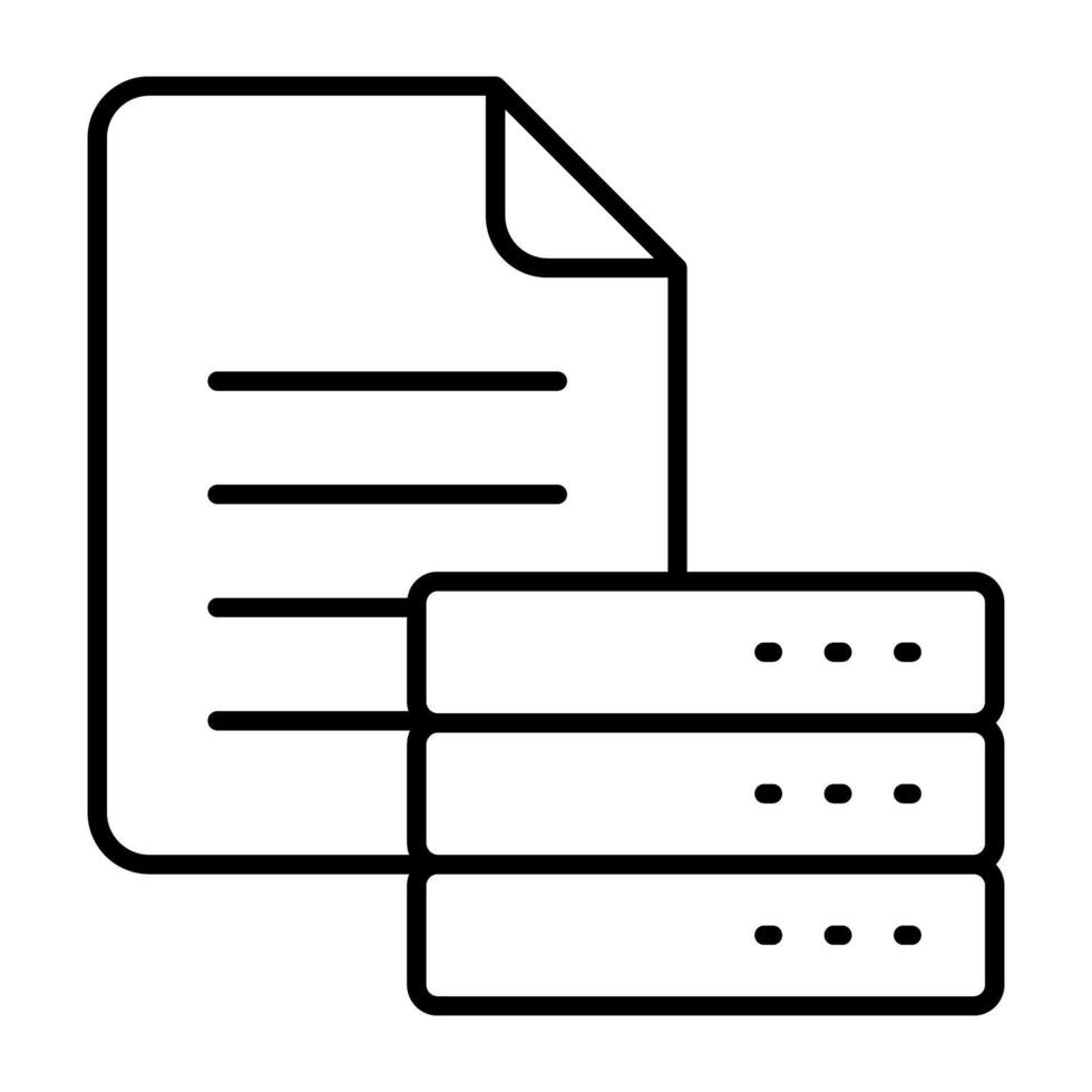 A linear design icon of folded paper, server file vector