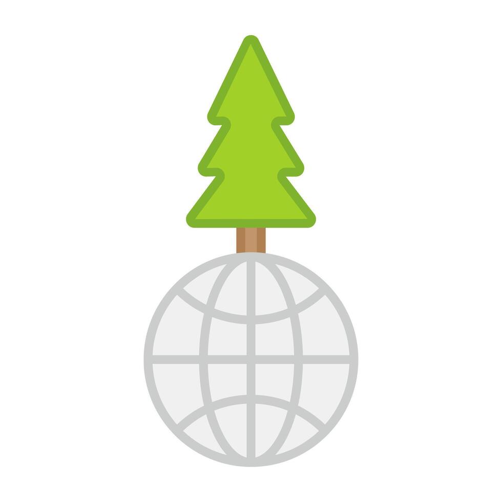 Tree with globe, flat design of world eco day vector