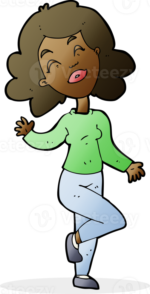 Cartoon glückliche Frau tanzt png