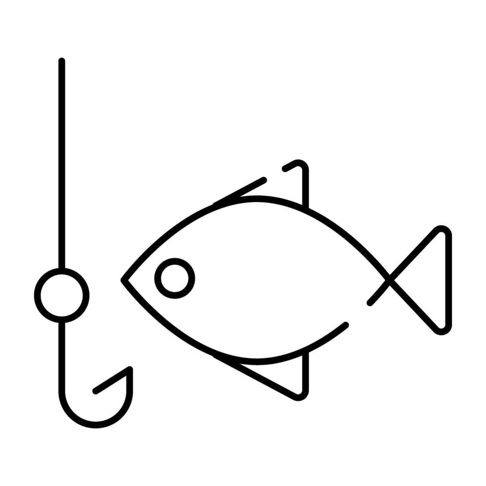 A sea animal icon in linear design, fish rod vector