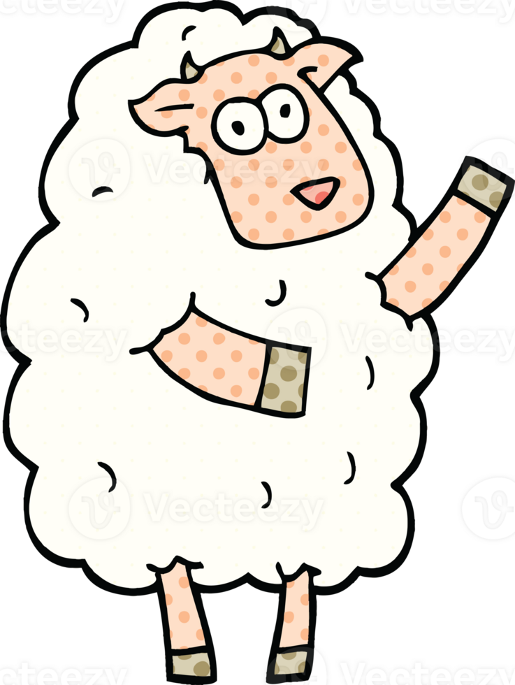 comic book style cartoon sheep png