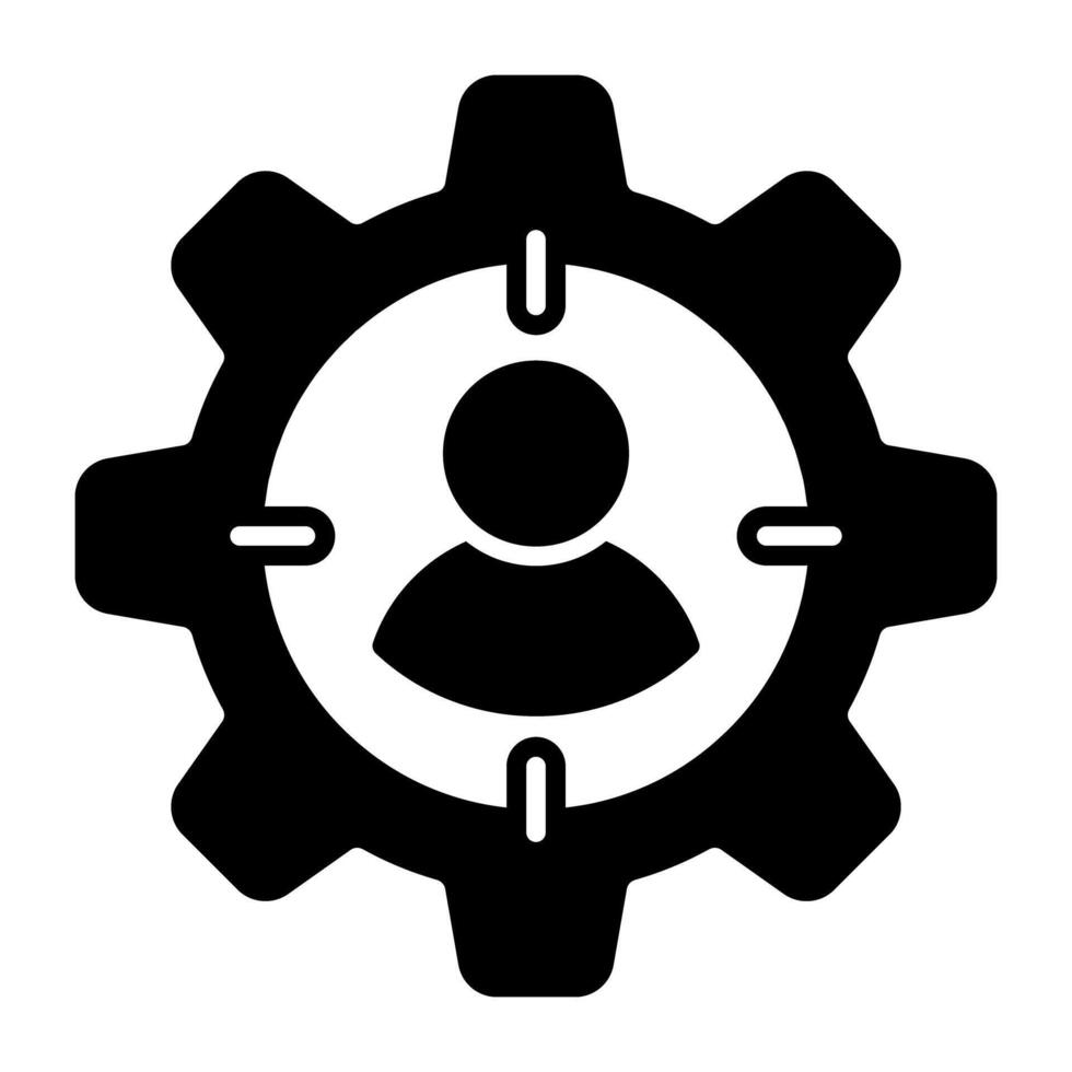 Avatar inside gear, icon of profile management vector