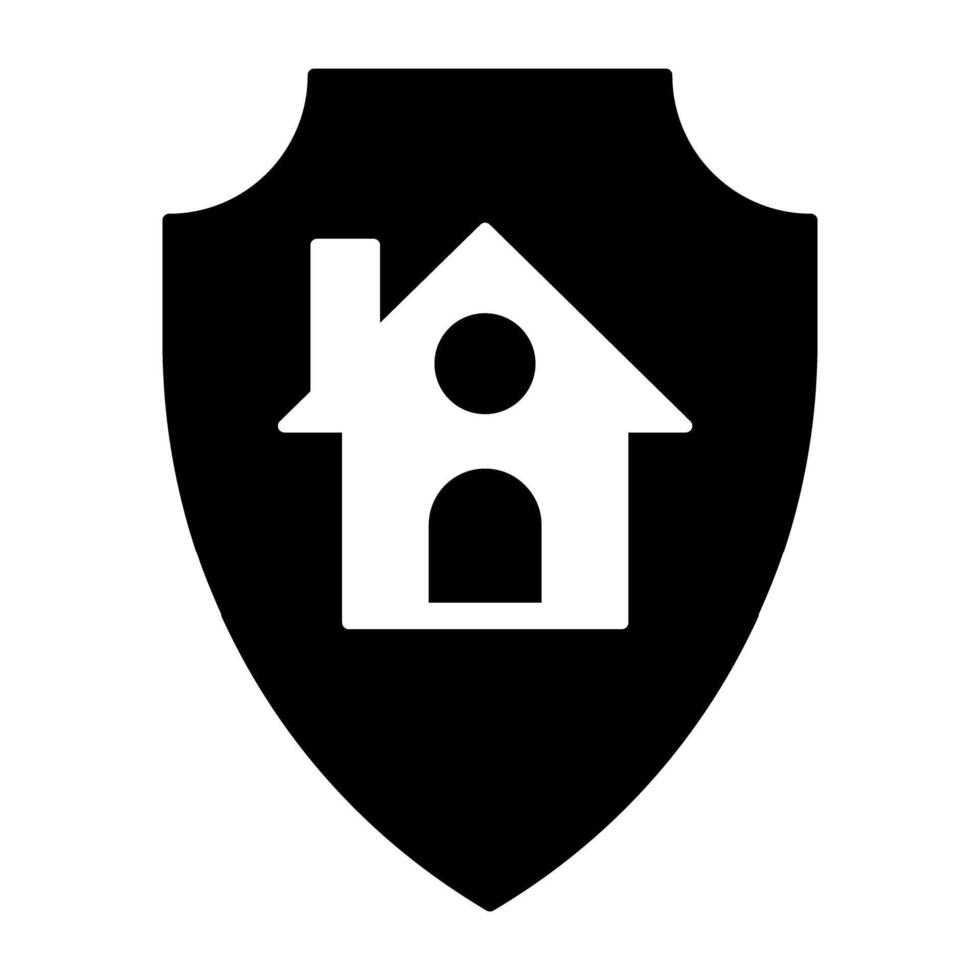 House building inside shield showcasing home security icon vector