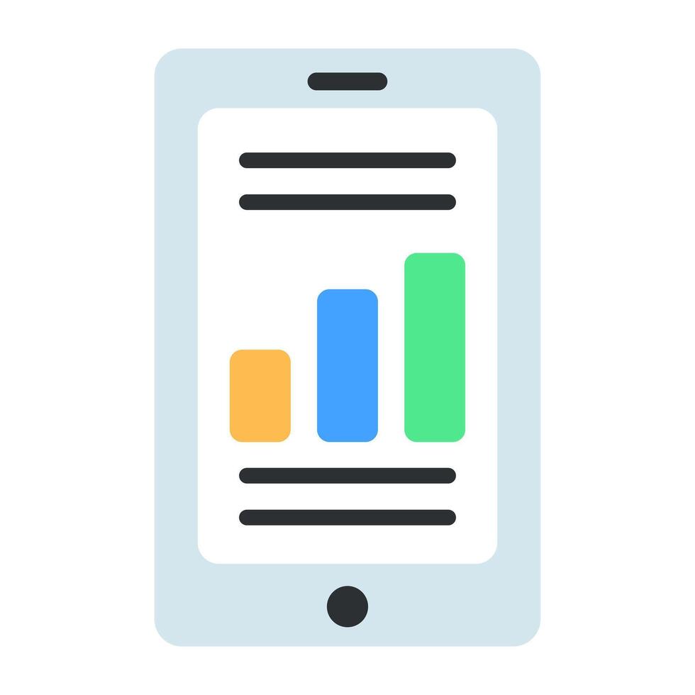 A premium download icon of mobile data analytics vector