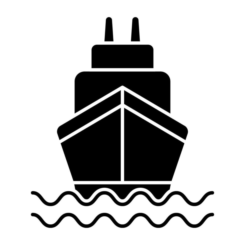 un agua transporte icono, sólido diseño de barco vector