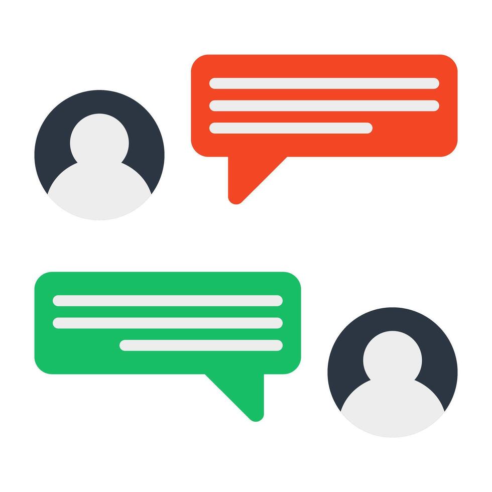 Two speech bubbles with users denoting concept of forum discussion vector