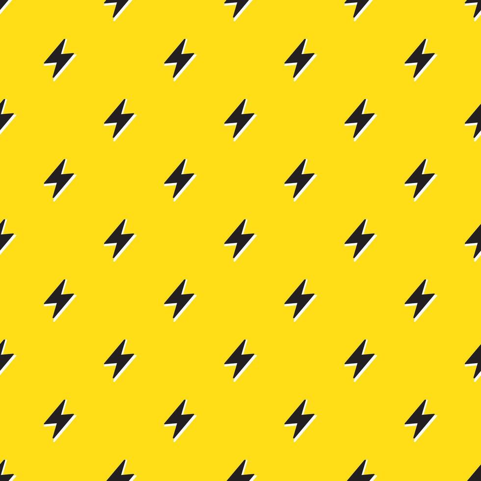 Lightning bolts Seamless Pattern. Yellow and Black repeating background. vector