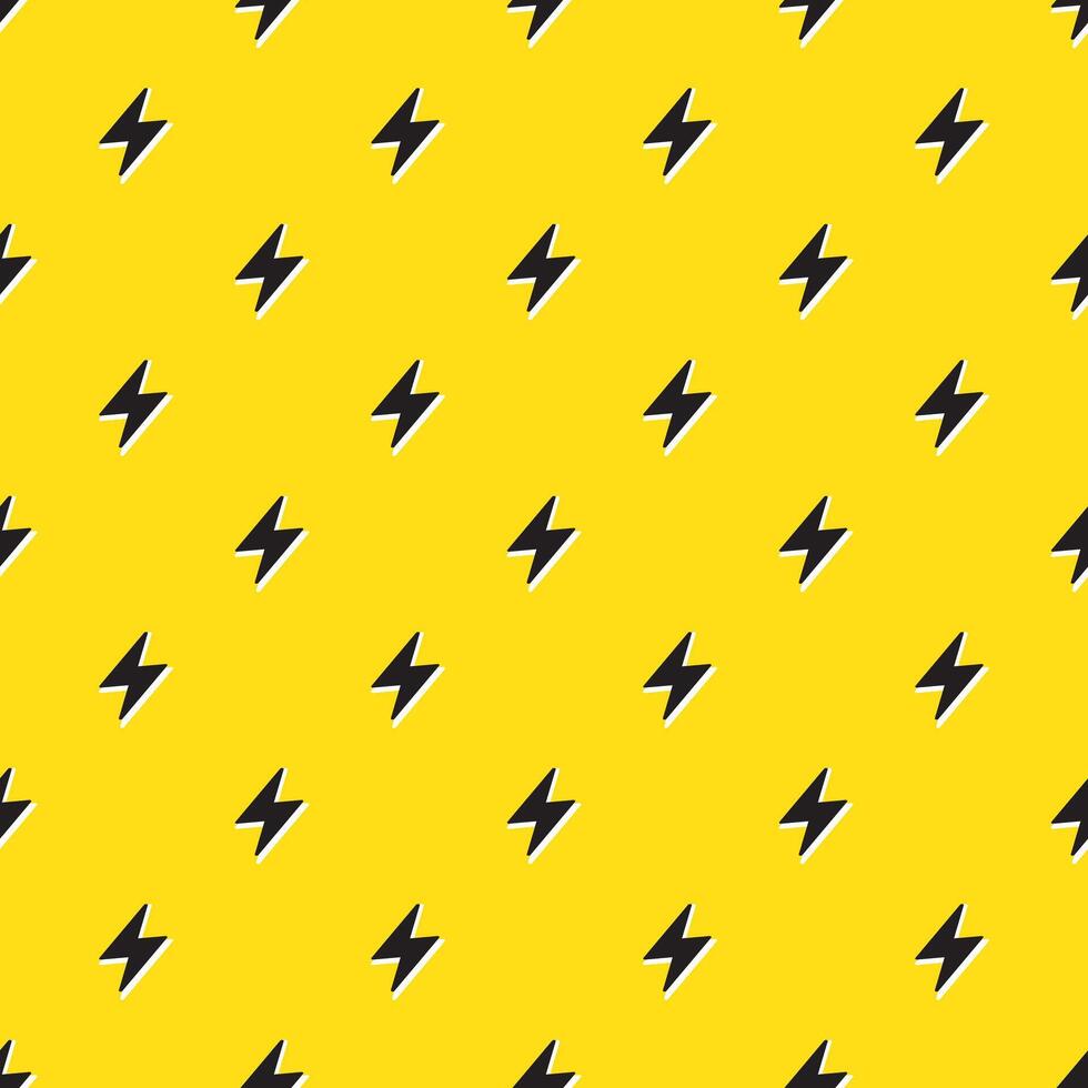 Lightning bolts Seamless Pattern. Yellow and Black repeating background. vector