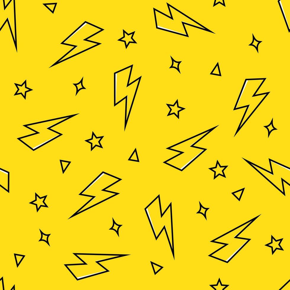 Lightning bolt seamless pattern. Thunder endless background. vector