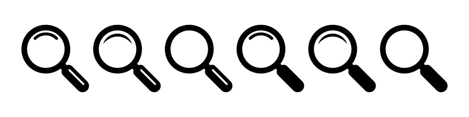 Magnifying glass icon, vector magnifier or loupe sign. Web search icon.