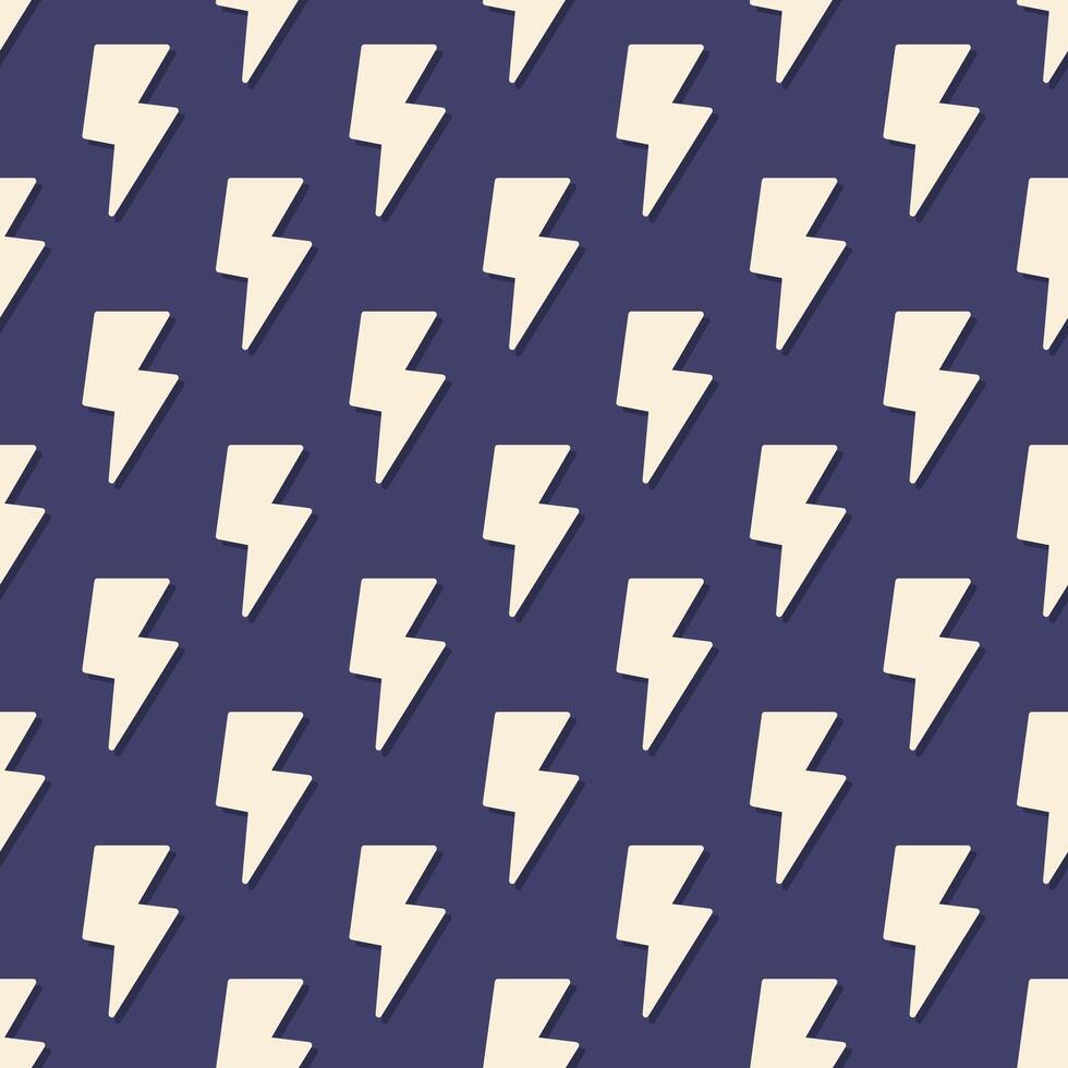 Lightnings seamless pattern. A repeating thunder sign on a dark blue background. vector
