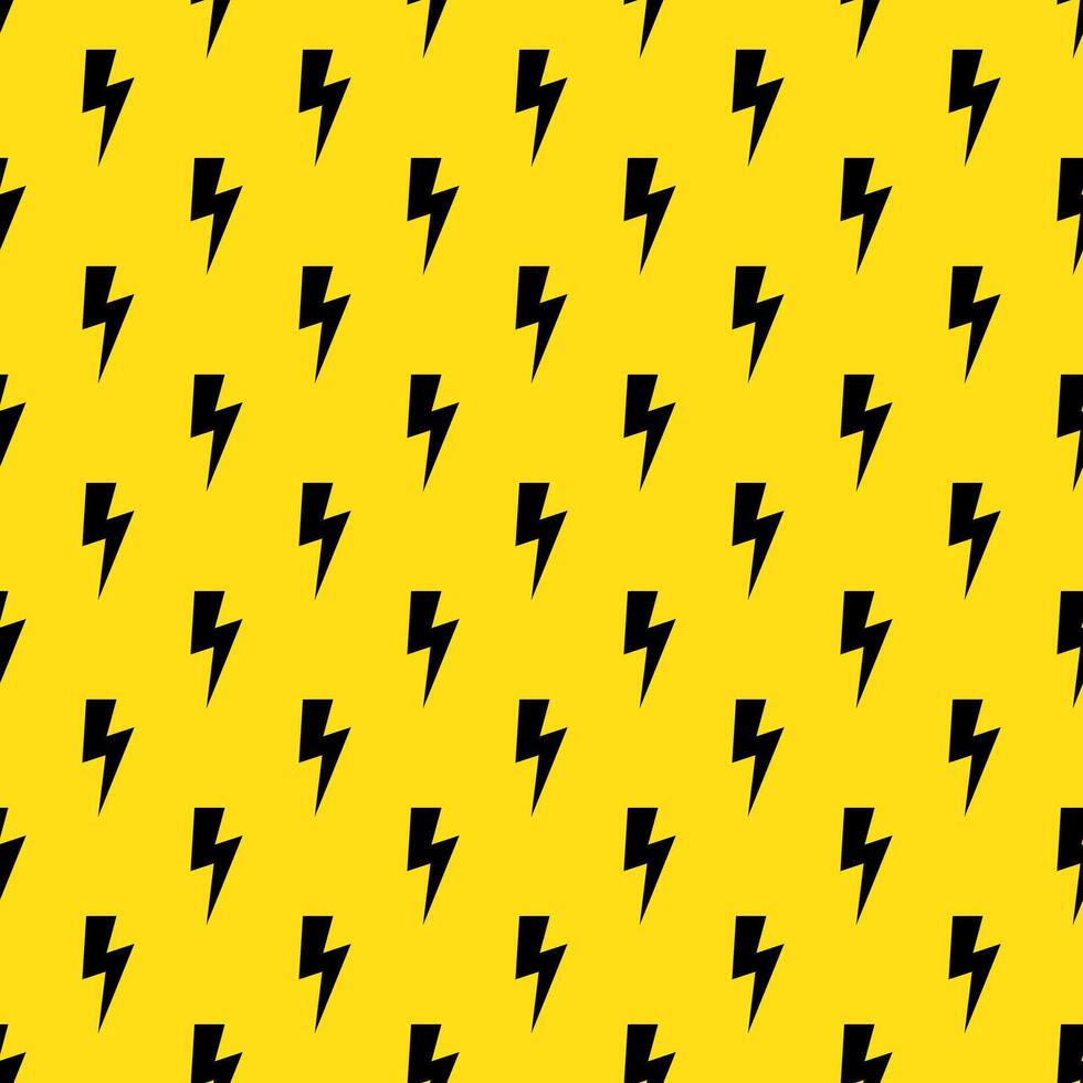 Lightning bolts Seamless Pattern. Yellow and Black repeating background. vector