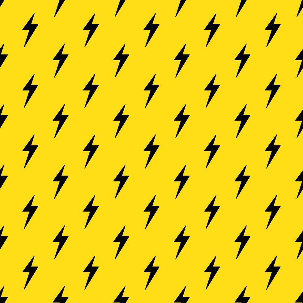 Lightning bolts Seamless Pattern. Yellow and Black repeating background. vector